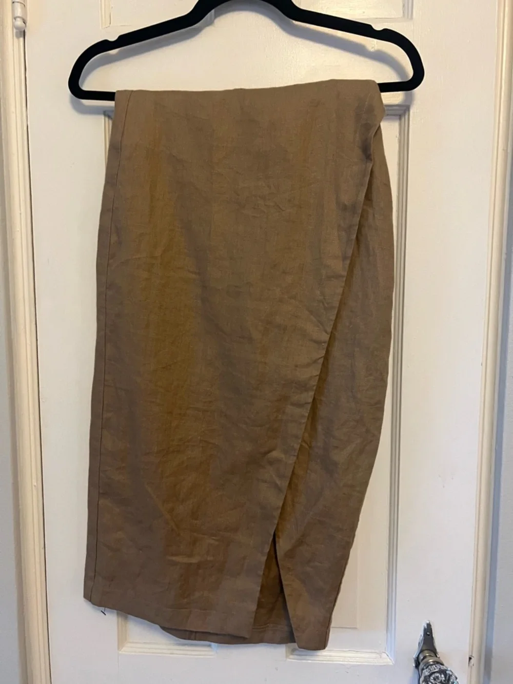 Reformation Florence Wrap Midi Skirt in Khaki - Picture 3 of 5